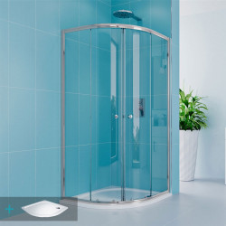 Sprchov set z Kory Lite, tvrkruh, 80 cm, chrm ALU, sklo re a vaniky z liateho mramoru