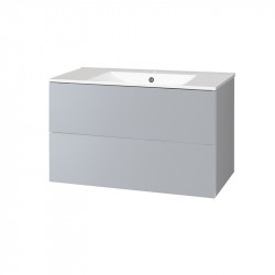 Kúpeľňová skrinka, s keramický umývadlom 100 cm, sivá