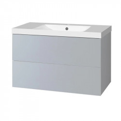 Aira, kúpeľňová skrinka s umývadlom z liateho mramoru 101 cm, šedá