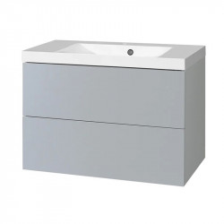 Aira, kúpeľňová skrinka s umývadlom z liateho mramoru 81 cm, šedá