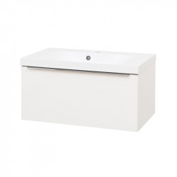 Mailo, kúpeľňová skrinka, umývadlo z liatého mramoru, biela, 1 zásuvka, 810x476x365 mm mm