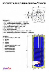 Zásobník teplej vody BCH 140 - rozmery.