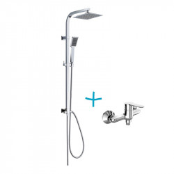 Sprchová súprava Quatro, plastová hlavová sprcha a jednopolohová ručná sprcha vrátane batérie Zuna