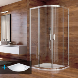 Sprchovací kút, LIMA, štvrťkruh, 100 cm, chróm  ALU, sklo Číre