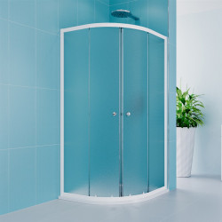 Sprchový set: sprchový kút, 90 cm, biely ALU, sklo Grape, SMC vanička, biela