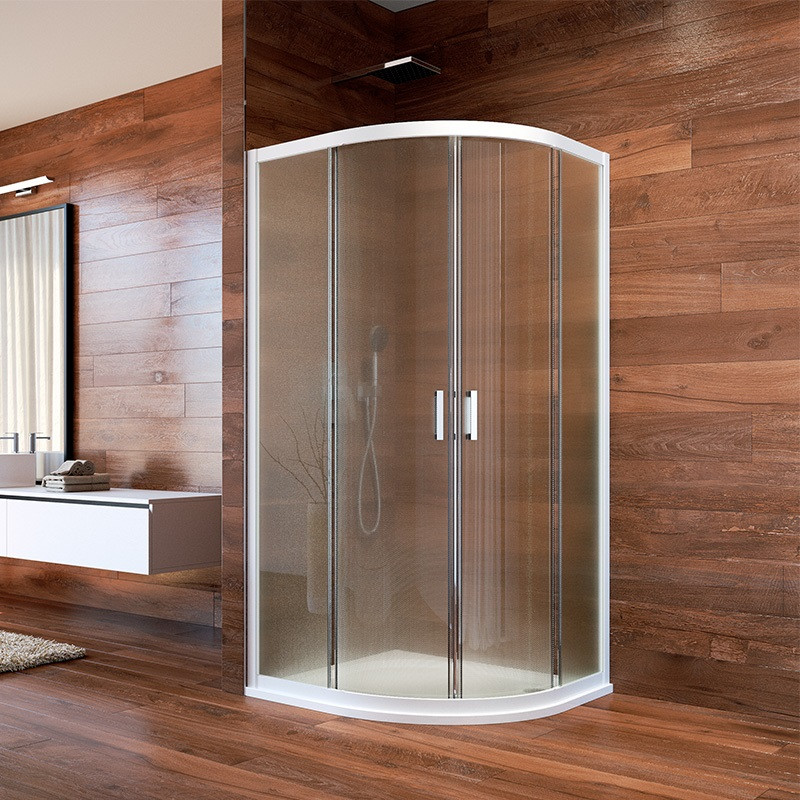 Mereo sprchovací kút LIMA štvrtkruhový 90 cm, biely, sklo Point